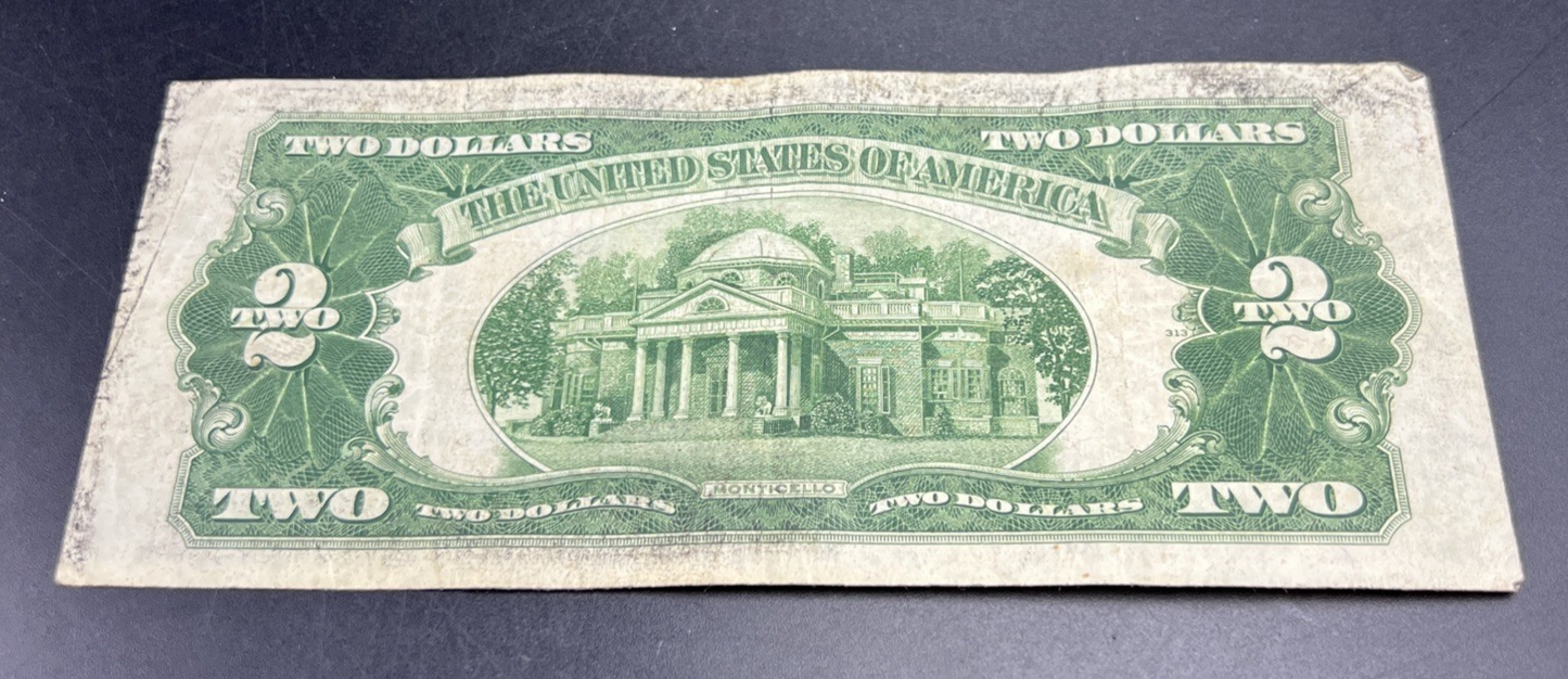 1928 D $2 USN United States Note Red Seal VG Very Good Circ #885