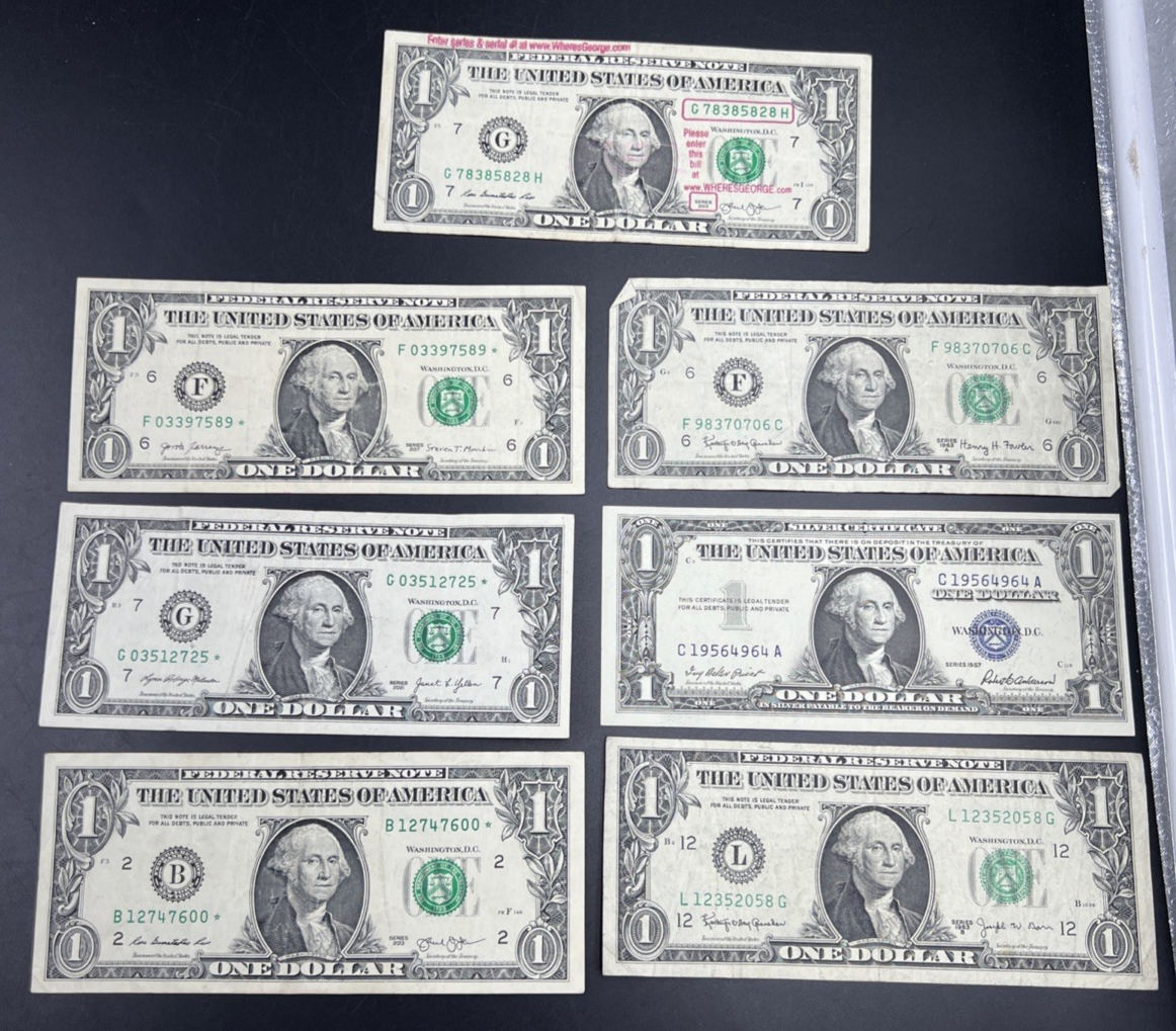 $1 Bill Collector's Lot 1957 $1 1963 B $1 1963 A $1 2013 * $1 2017 * $1 2021 *