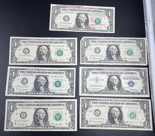 $1 Bill Collector's Lot 1957 $1 1963 B $1 1963 A $1 2013 * $1 2017 * $1 2021 *