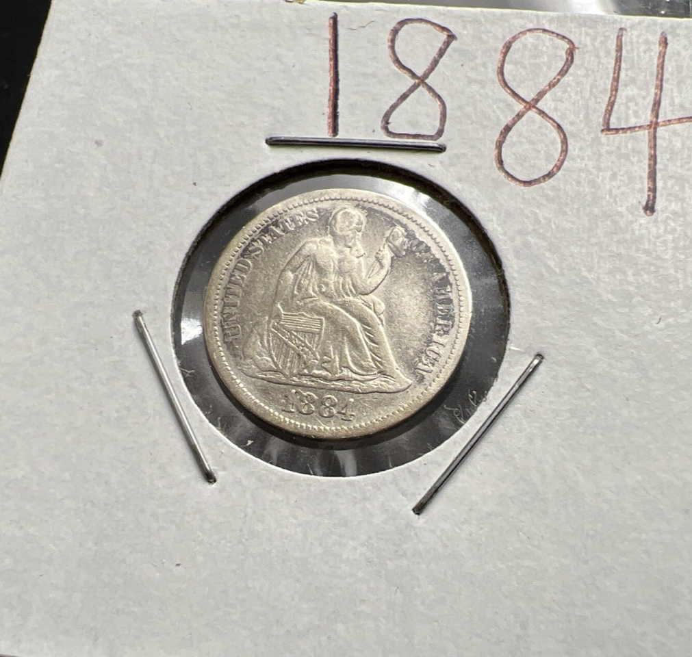 1884 10c Seated Liberty Silver Dime VF Details Polished Shiny Nice Look