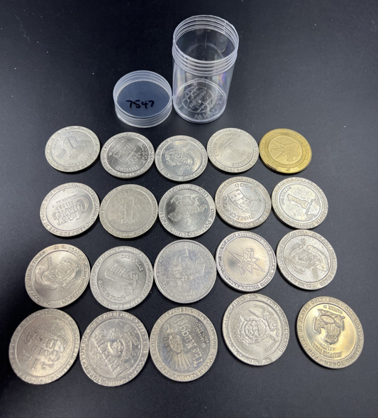 Lot of 20 $1 Casino Dollar Gaming Tokens Metal Circulated Conditions SKU#7547