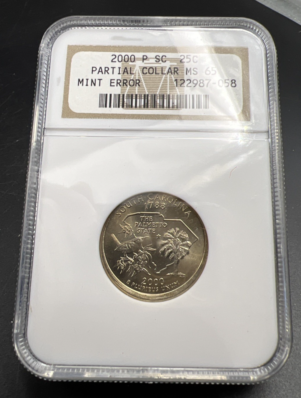 2000 P 25c South Carolina State Quarter Coin Partial Collar Error BU UNC