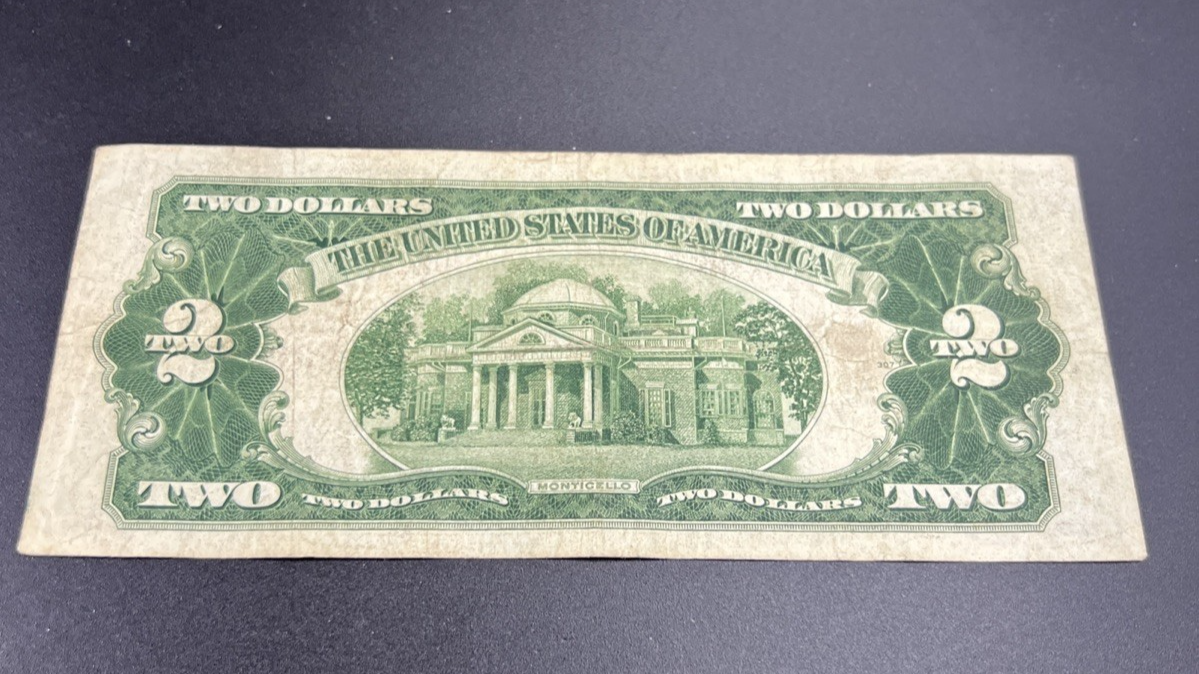 1928 D $2 USN United States Red Seal Note VG Very Good Circ Neat Serial #76