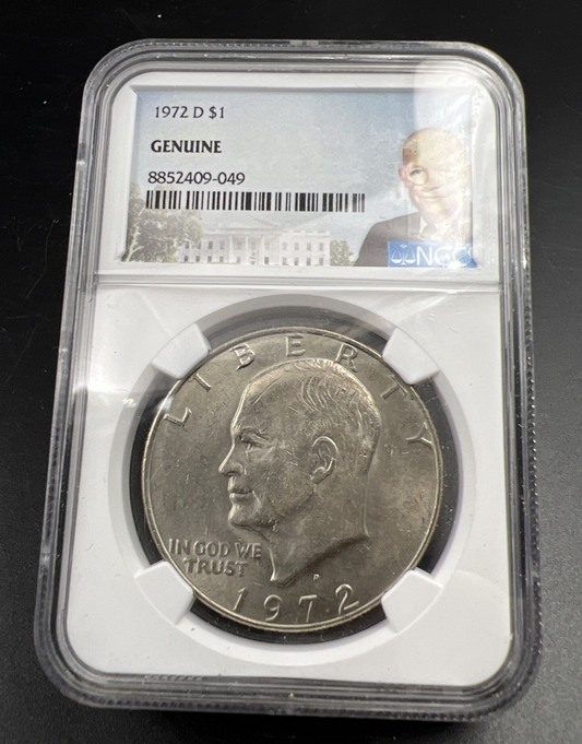 1972 D Eisenhower Dollar Coin NGC Genuine President Ike Holder #49