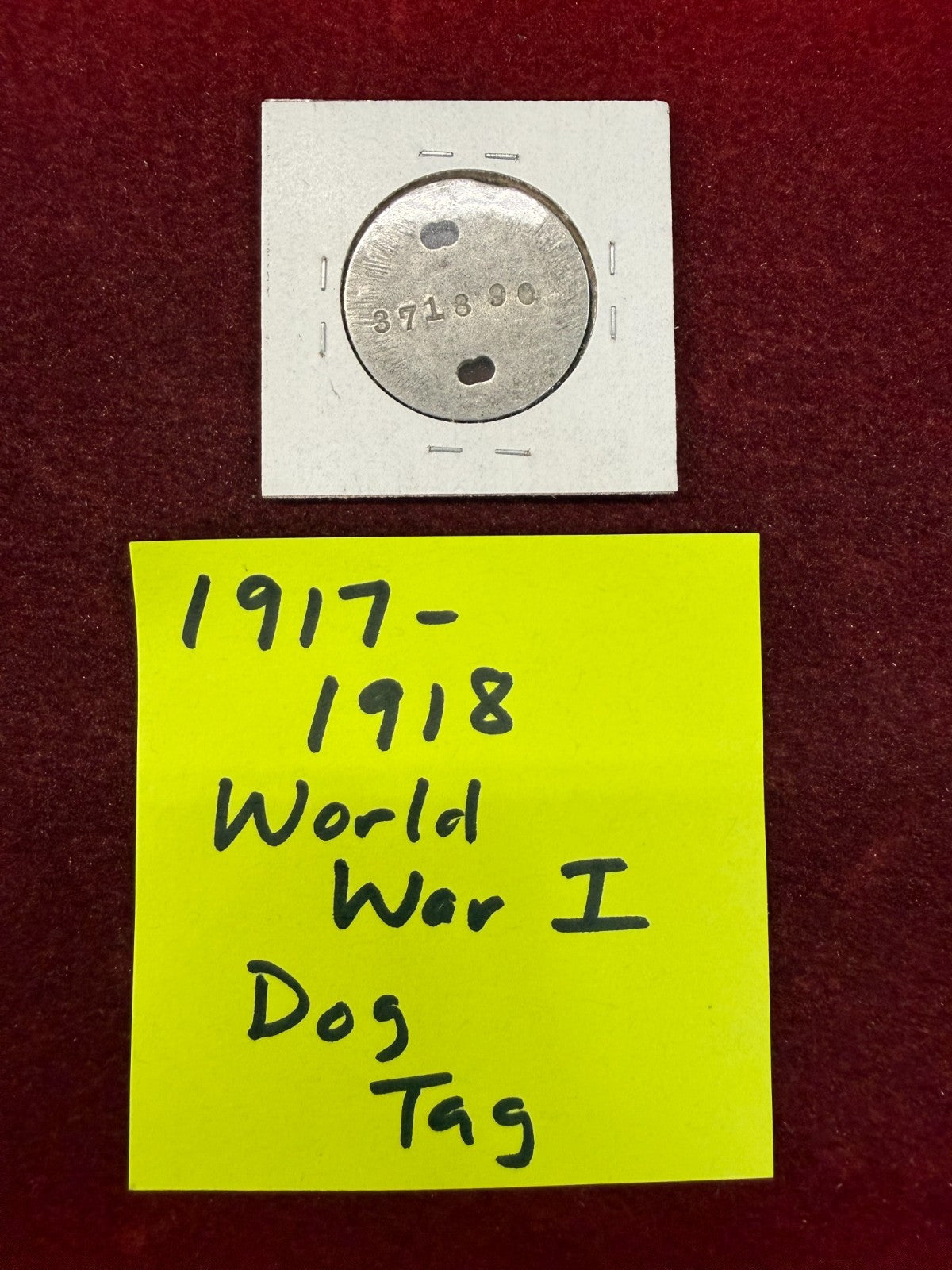 *** 1917-1918 WORLD WAR 1 - ORIGINAL VINTAGE DOG TAG- RARE 🔥***