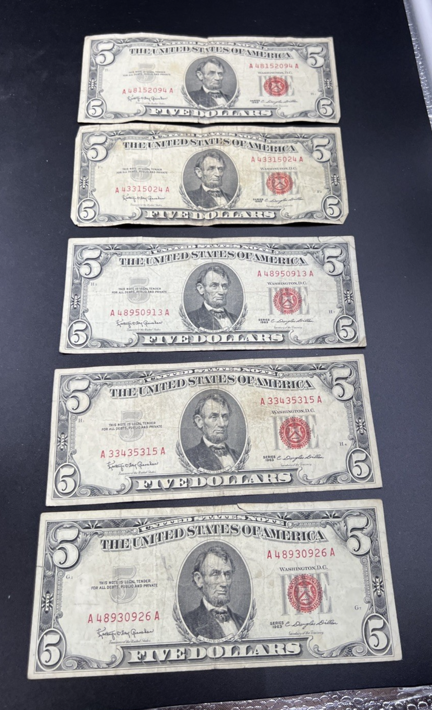 1963 $5 USN Very Circ Five Dollar United States Notes #926