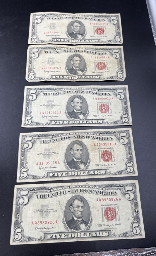 1963 $5 USN Very Circ Five Dollar United States Notes #926