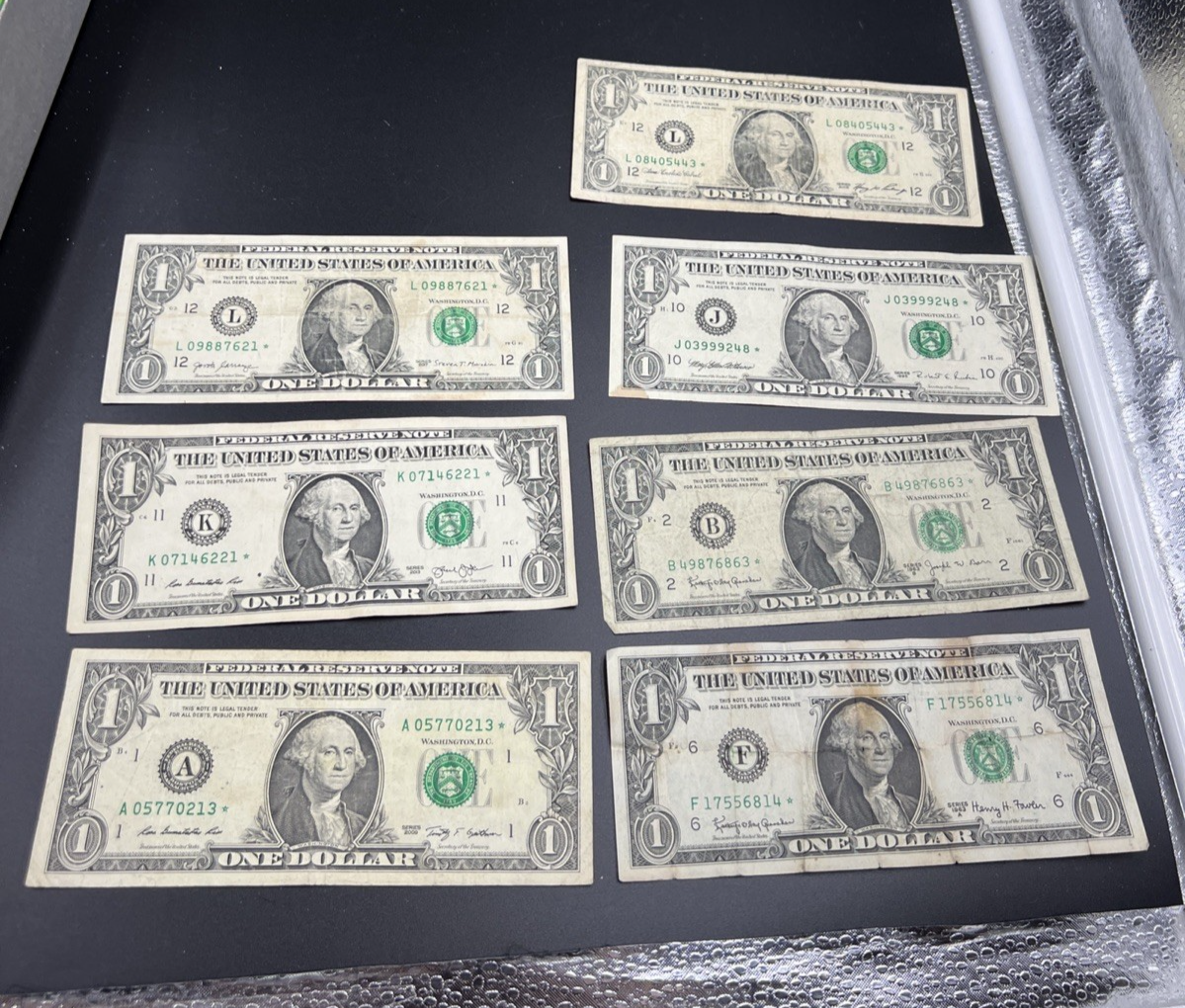 7 Note Lot Star * FRN $1 Dollar Collectors 1963 1995 2006 2009 2013 2017 Circ