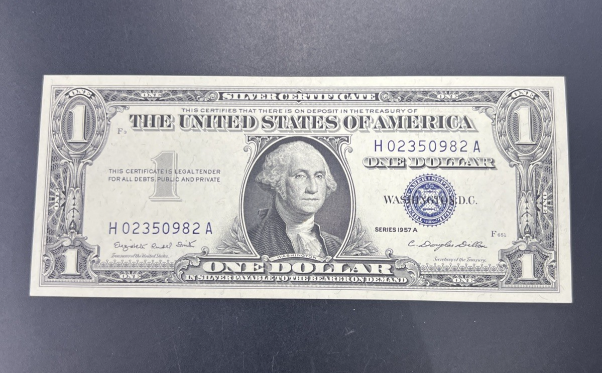 1957 A $1 One Dollar United States Silver Certificate Blue Seal Choice UNC #982