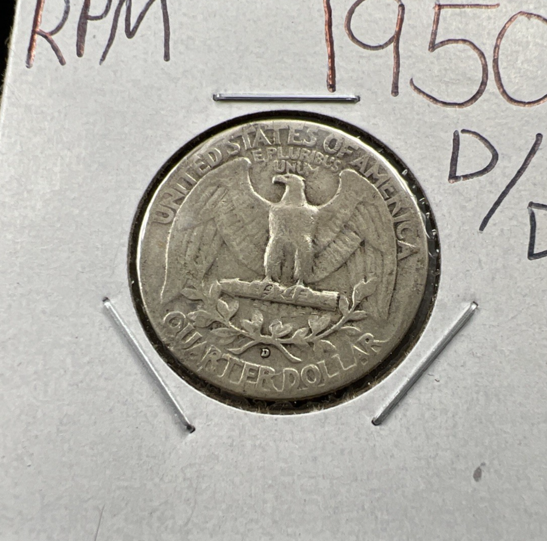 1950 D / D OMM Variety Washington Silver Quarter Very Circulated