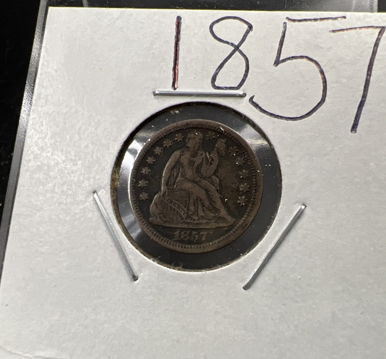 1857 10c Seated Liberty Silver Dime VF Very Fine Circ