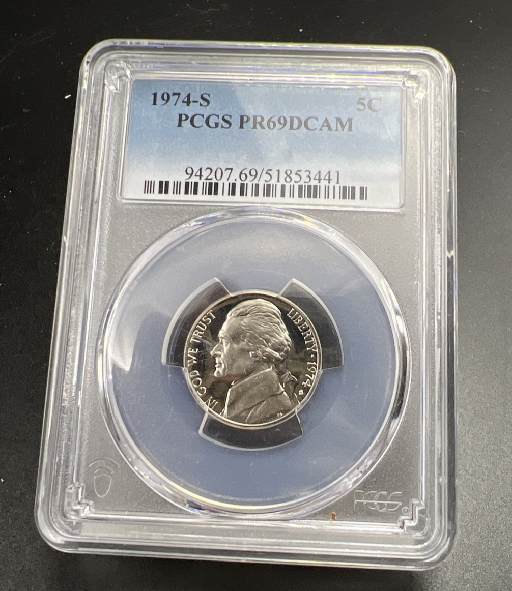 1974 S 5c Jefferson Nickel Proof Coin PCGS PR69 DCAM #441