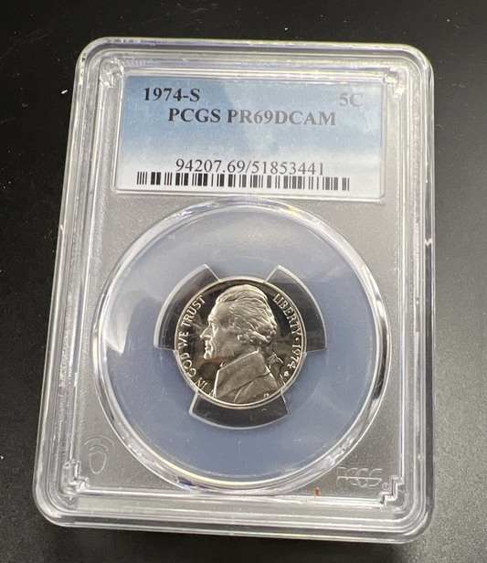 1974 S 5c Jefferson Nickel Proof Coin PCGS PR69 DCAM #441