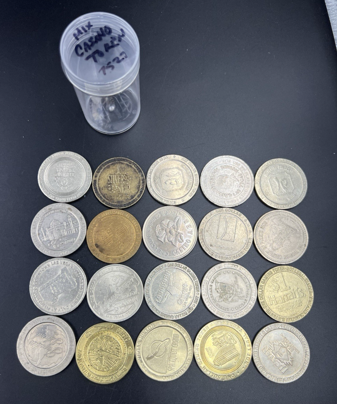 Lot of 20 $1 Casino Dollar Gaming Tokens Metal Circulated Conditions SKU#7527