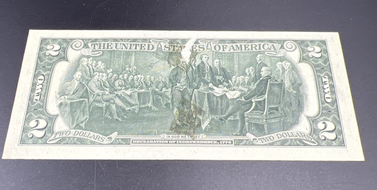 1976 $2 FRN Two Dollar Bicentennial Note Washington DC 20013 FDOI Stamped