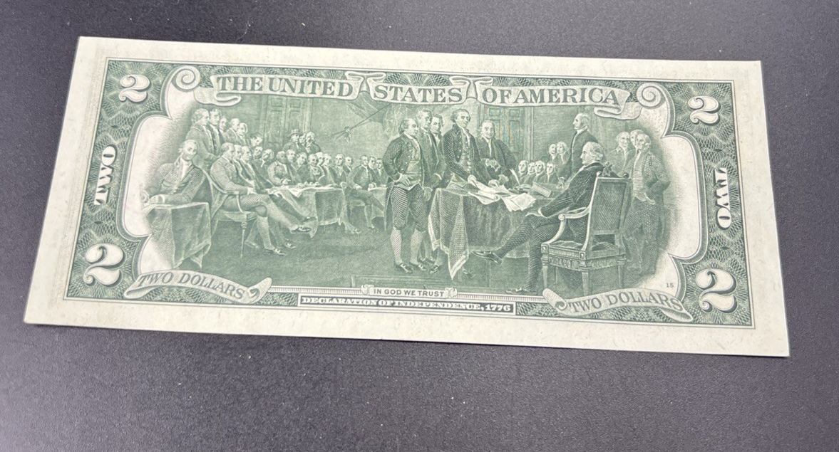 1976 $2 Two Dollar Bicentennial Bill Brookyln NY Postmarked (no Stamp) UNC #939
