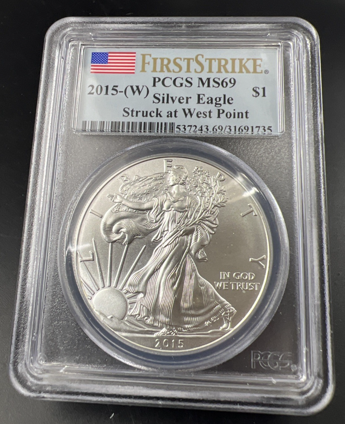 2015 W 1 Oz American Silver Eagle Coin PCGS MS69 First Strike #735