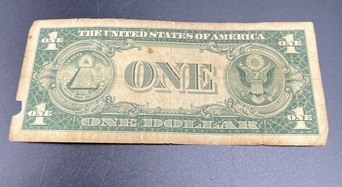 1935 A $1 North Africa Yellow Seal Silver Certificate Damaged Ugly Very Circ #10