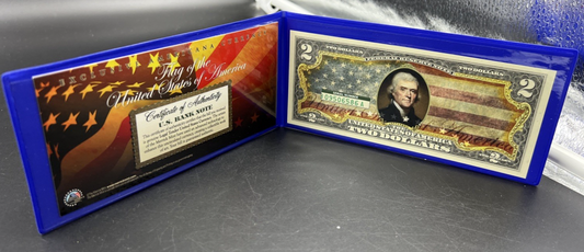 American Flag Colorized Enhanced 2017 A 2 Two Dollar Federal Reserve Note Unc #6