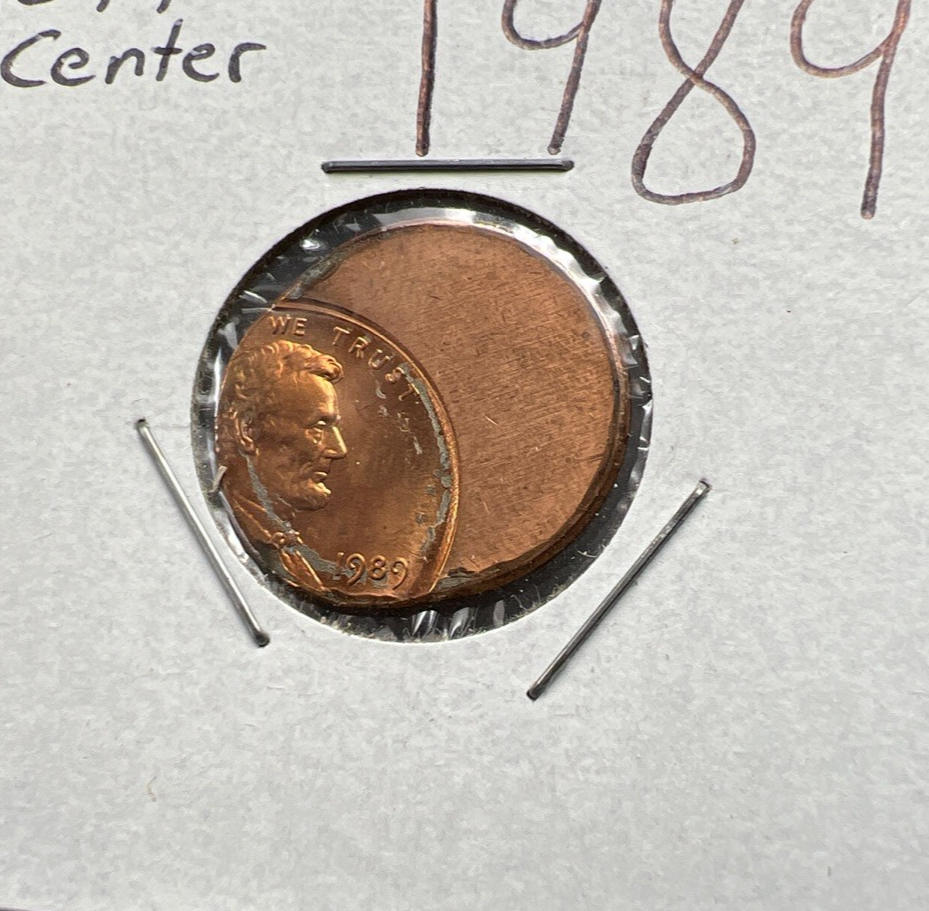 1989 1c Lincoln Memorial Cent Penny 65% Off Center BU UNC sk#3B