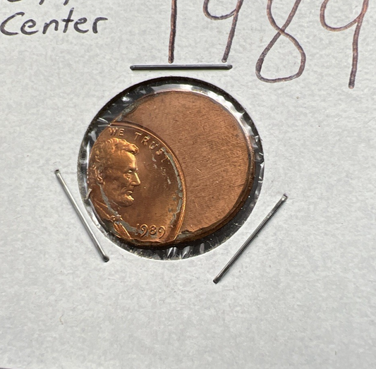 1989 1c Lincoln Memorial Cent Penny 65% Off Center BU UNC sk#3B