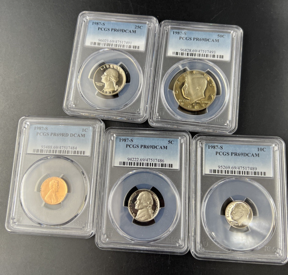 1987 S Complete 5 Coin Clad Proof Set PCGS Graded PF69 UCAM