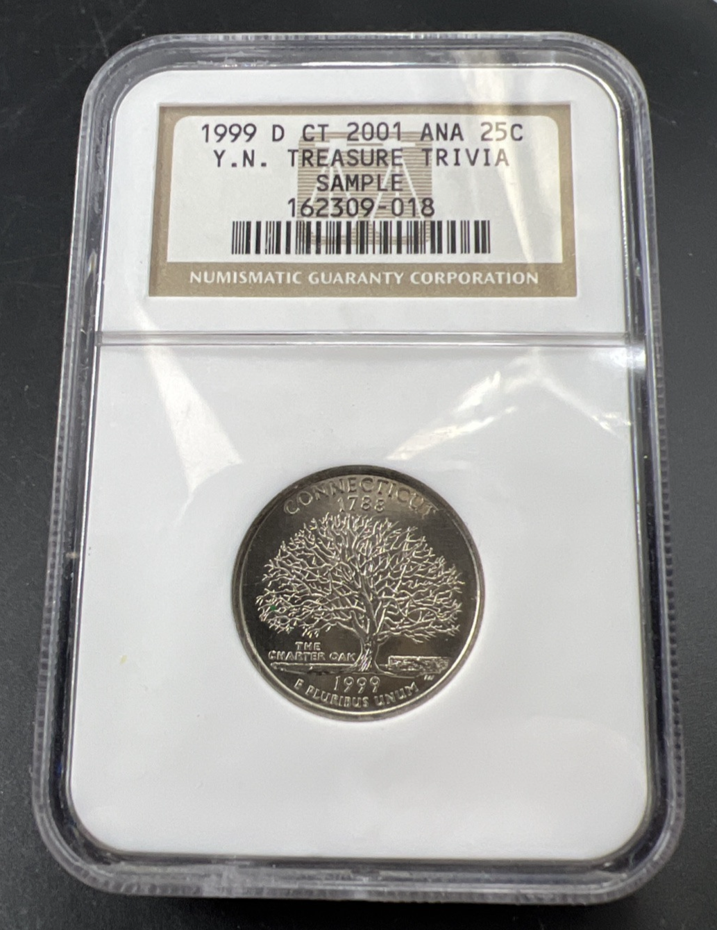 1999 D Connecticut State Quarter 25C YN TREASURE TRIVIA SAMPLE 2001 ANA