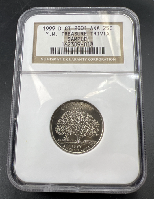 1999 D Connecticut State Quarter 25C YN TREASURE TRIVIA SAMPLE 2001 ANA