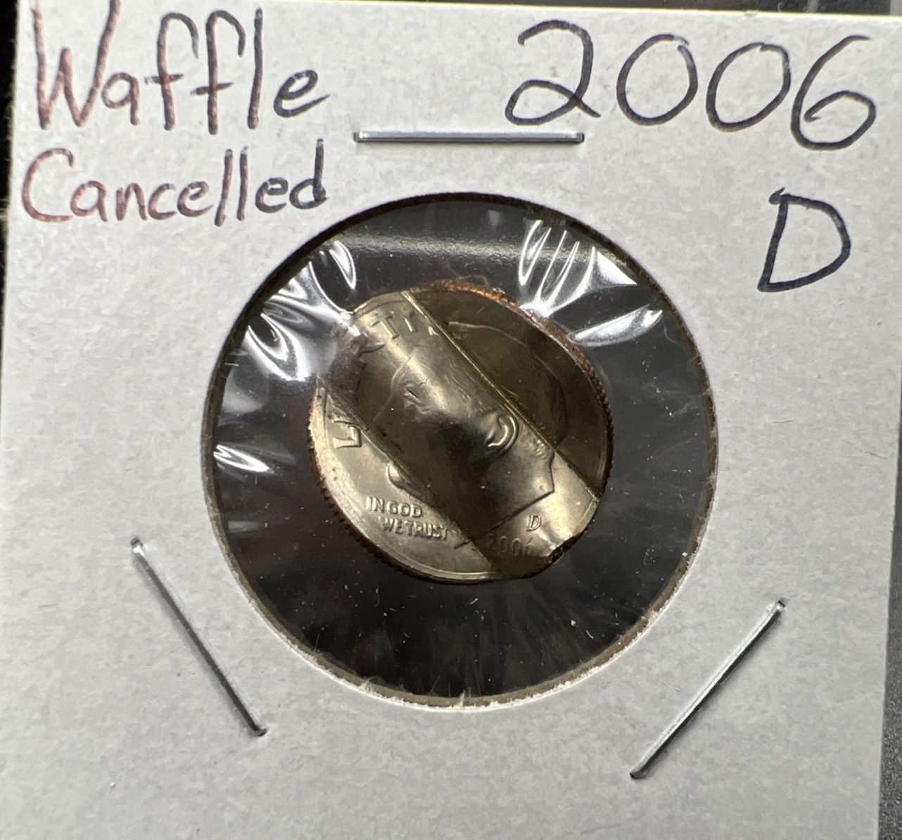 Waffled Cancelled 2006 D 10c Roosevelt Dime Coin SK#a