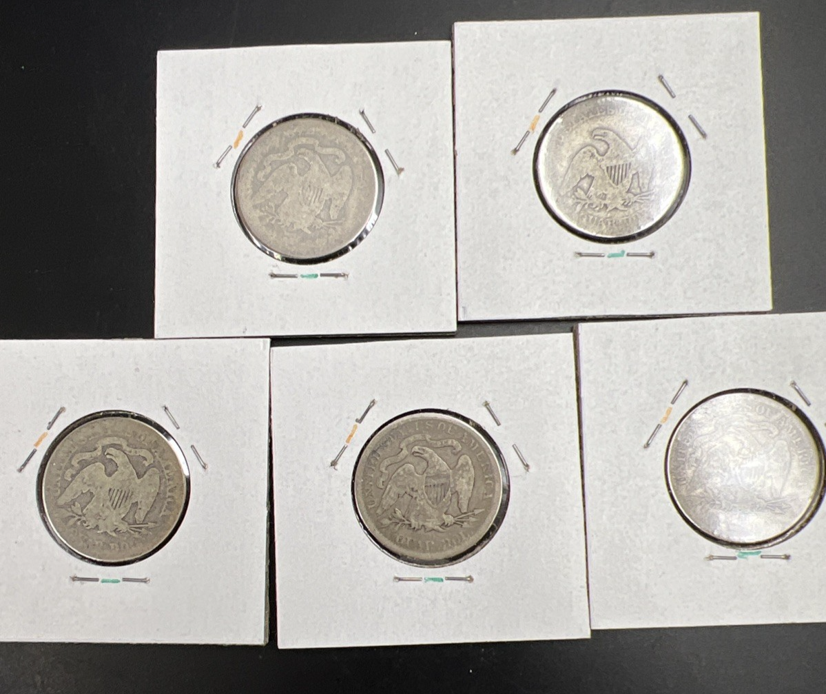 Lot of 5 Different Seated Liberty Silver Quarter Coins Choice AG About Good #a