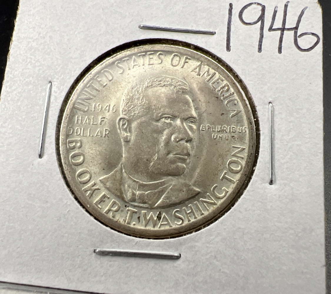 1946 P Booker T Washington Silver Half Dollar Coin BU UNC SK#a