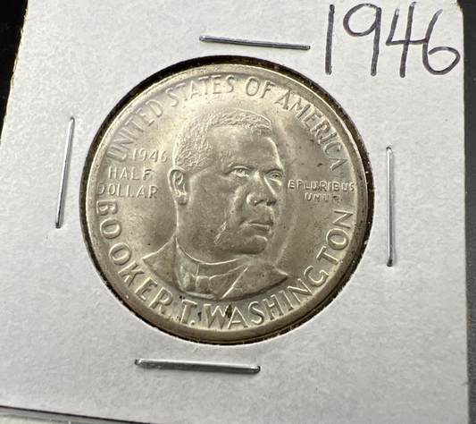 1946 P Booker T Washington Silver Half Dollar Coin BU UNC SK#a
