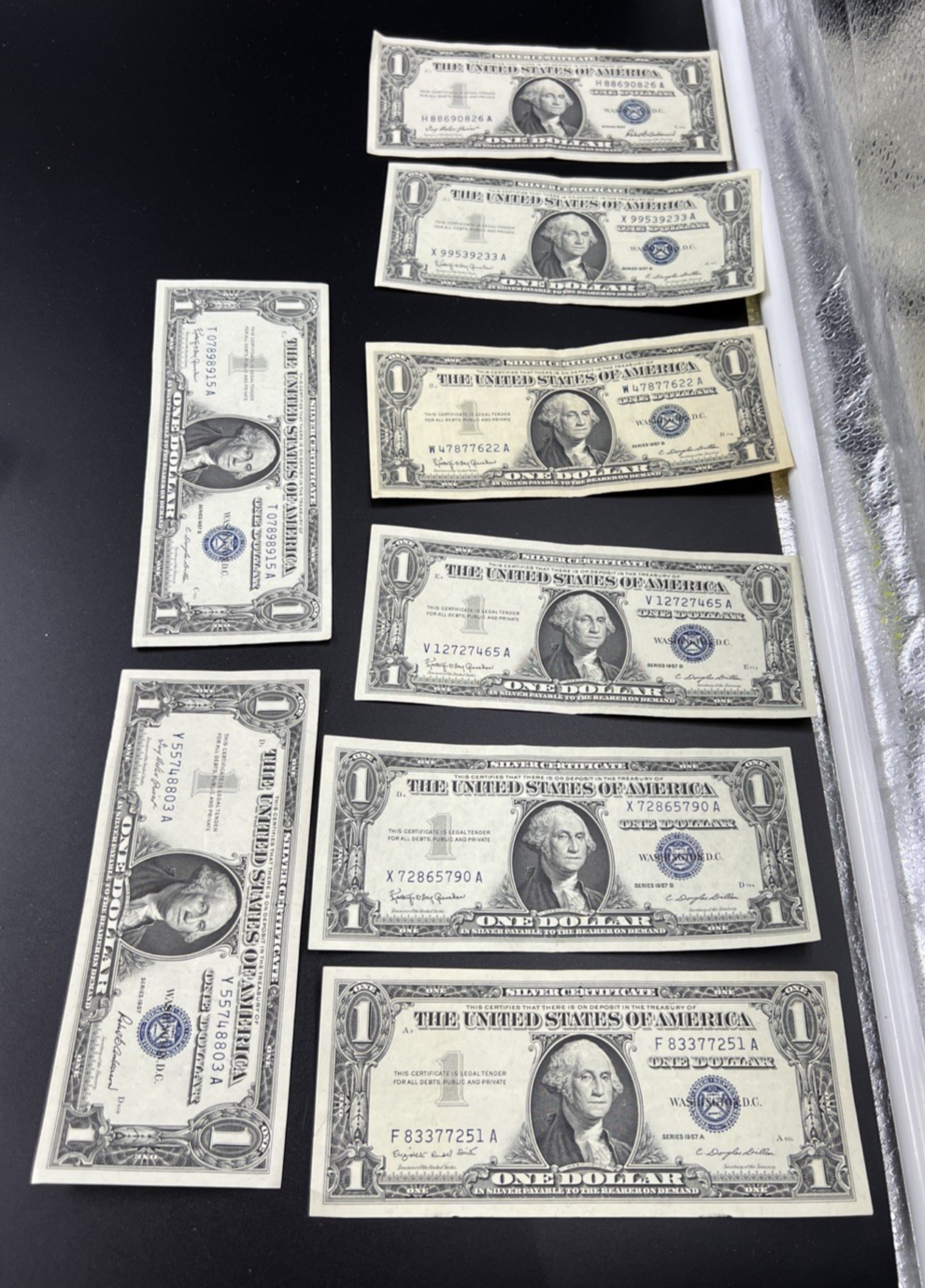 Lot of 7 CH VF 1957 $1 One Dollar US Silver Certificates Blue Seal Notes #251