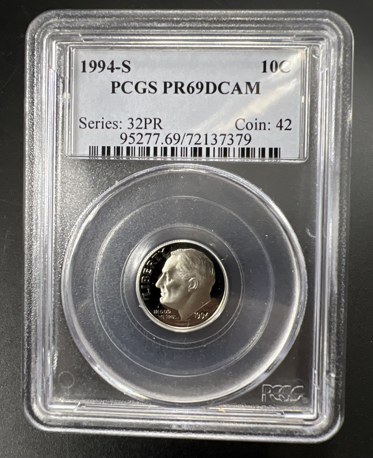 1994 S 10c Roosevelt Dime Coin PCGS PR69 DCAM #79