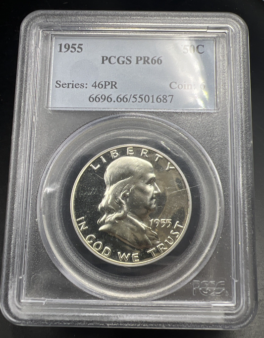 1955 P 50c Franklin Silver Half Dollar Coin PCGS PR66 Gem Proof Certified #687