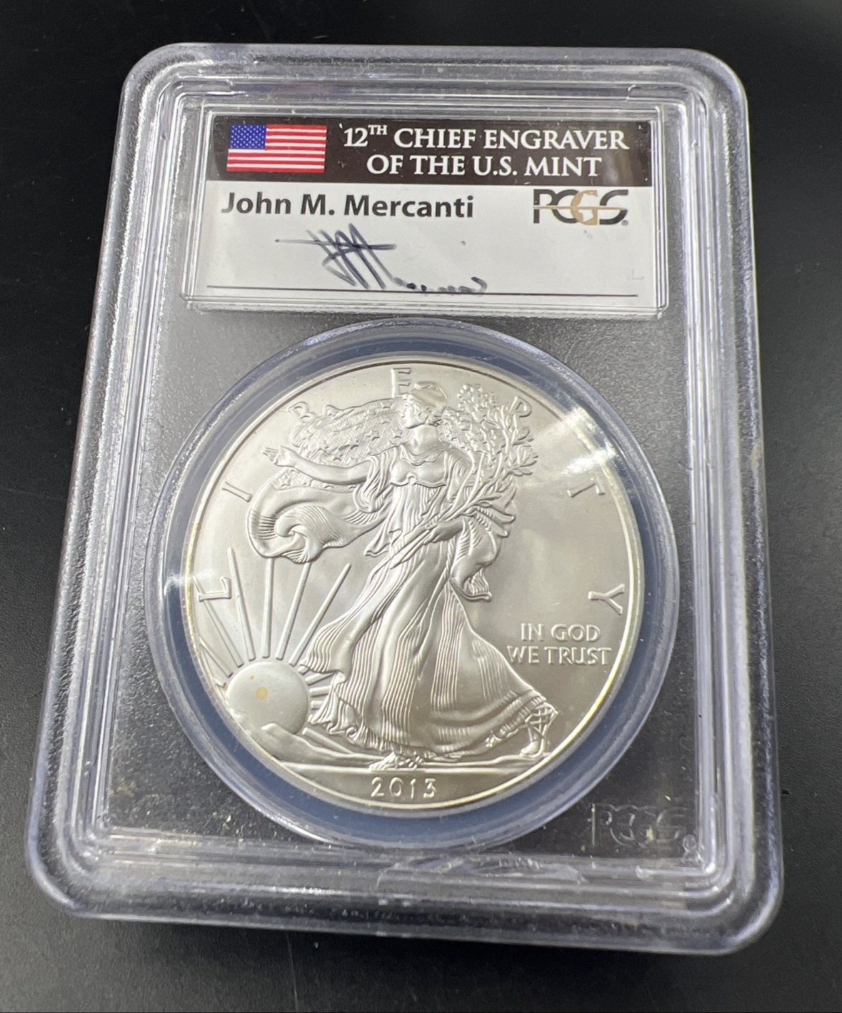2013 1 Oz American Silver Eagle Coin PCGS MS69 Mercanti Signature Label #240