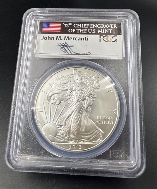 2013 1 Oz American Silver Eagle Coin PCGS MS69 Mercanti Signature Label #240