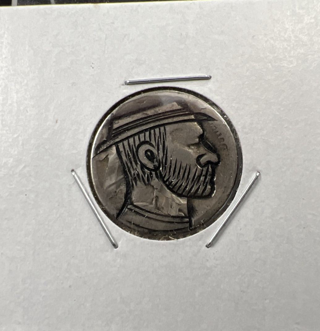 Hobo Buffalo Nickel Coin Modern Carving SKU#BB