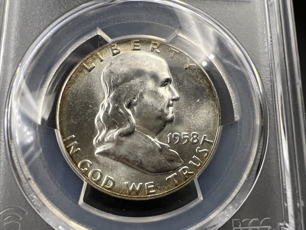 1958 P 50c Franklin Silver Half Dollar Coin PCGS MS64 CH BU Certified #90