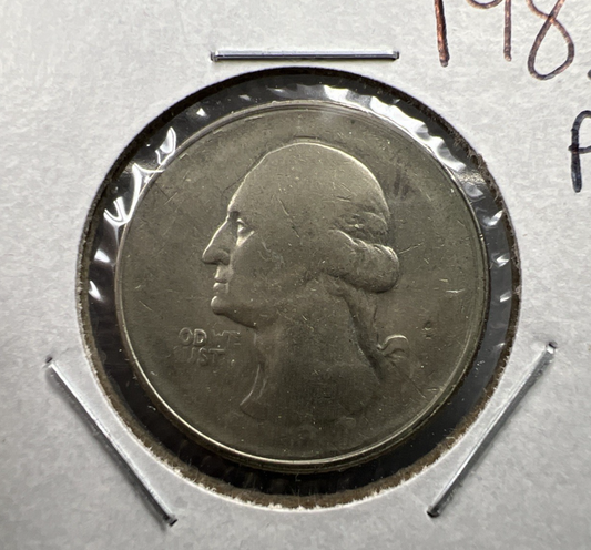 Major Struck Thru Grease Error 1983 P 25c Washington Quarter Coin Circulated