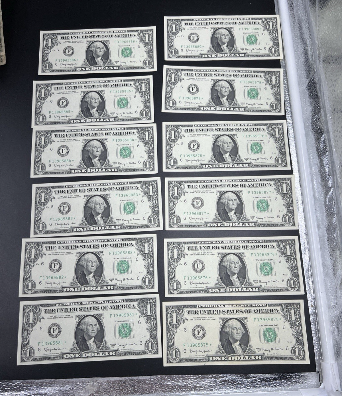 12 Consecutive 1963 A * Star FRN Federal Reserve Notes UNC Bills #886