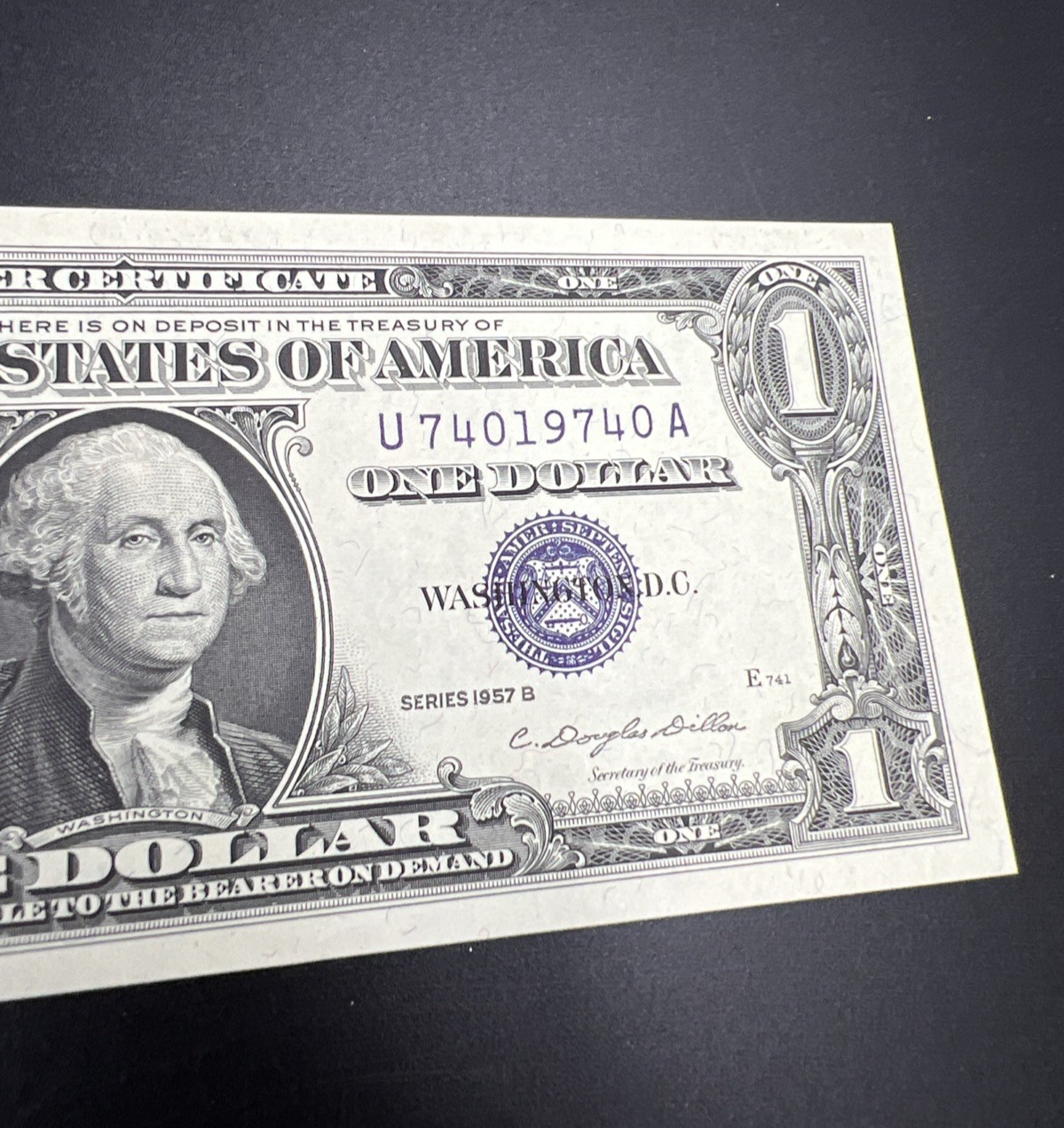 1957 B $1 One Dollar Blue Seal Silver Certificate UNC Unc #40