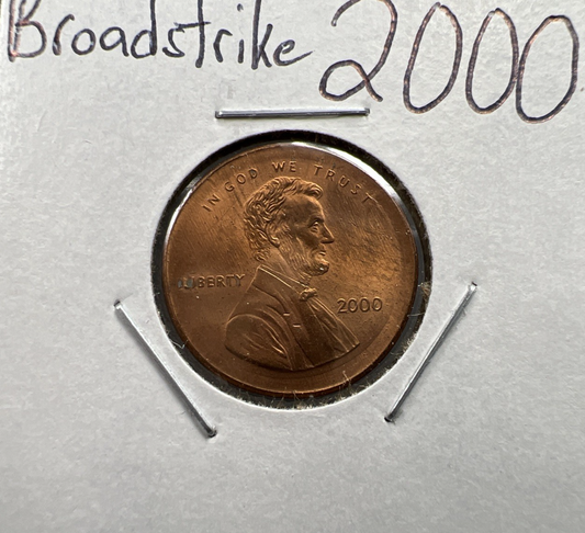 Large Centered Broadstrike 2000 P 1c Lincoln Memorial Cent Gem BU RB