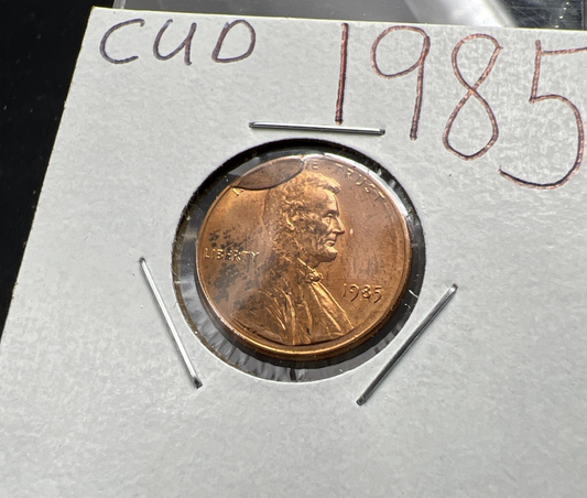 1985 P 1c Lincoln Memorial 1c Penny Coin Major Die Cud Error CH BU UNC RB sku#3