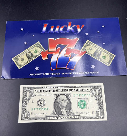 2009 Lucky Serial #77775875 FRN Federal Reserve Note CH UNC