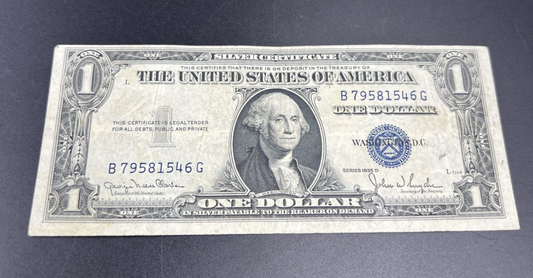 1935 D $1 Wide Margin One Dollar Silver Certificate Fine Circ #46