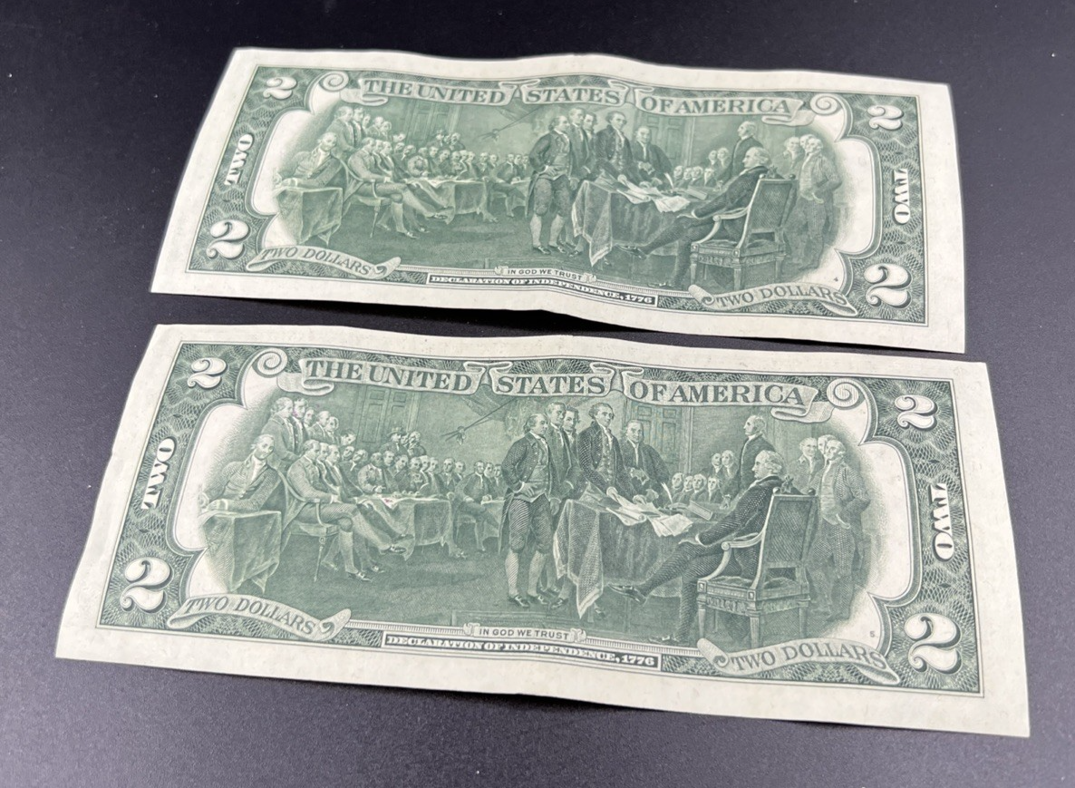 2 Same Block 1976 $2 Bicentennial FRN Canoga Park Canton Station LA VF/XF Circ