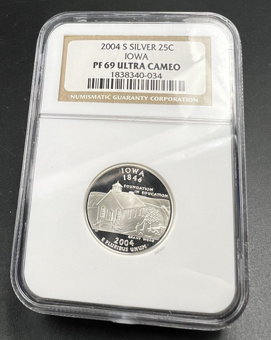 2004 S 25c Iowa State Statehood Quarter Silver PF69 UCAM NGC #034