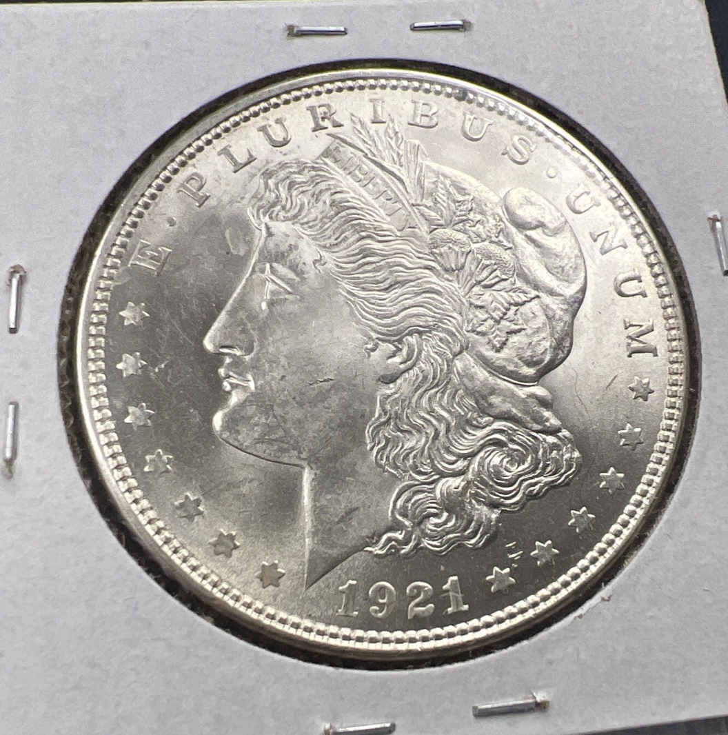 1921 P $1 Morgan Silver Dollar Coin Broken Ribbon Rev Variety Vam CH BU UNC