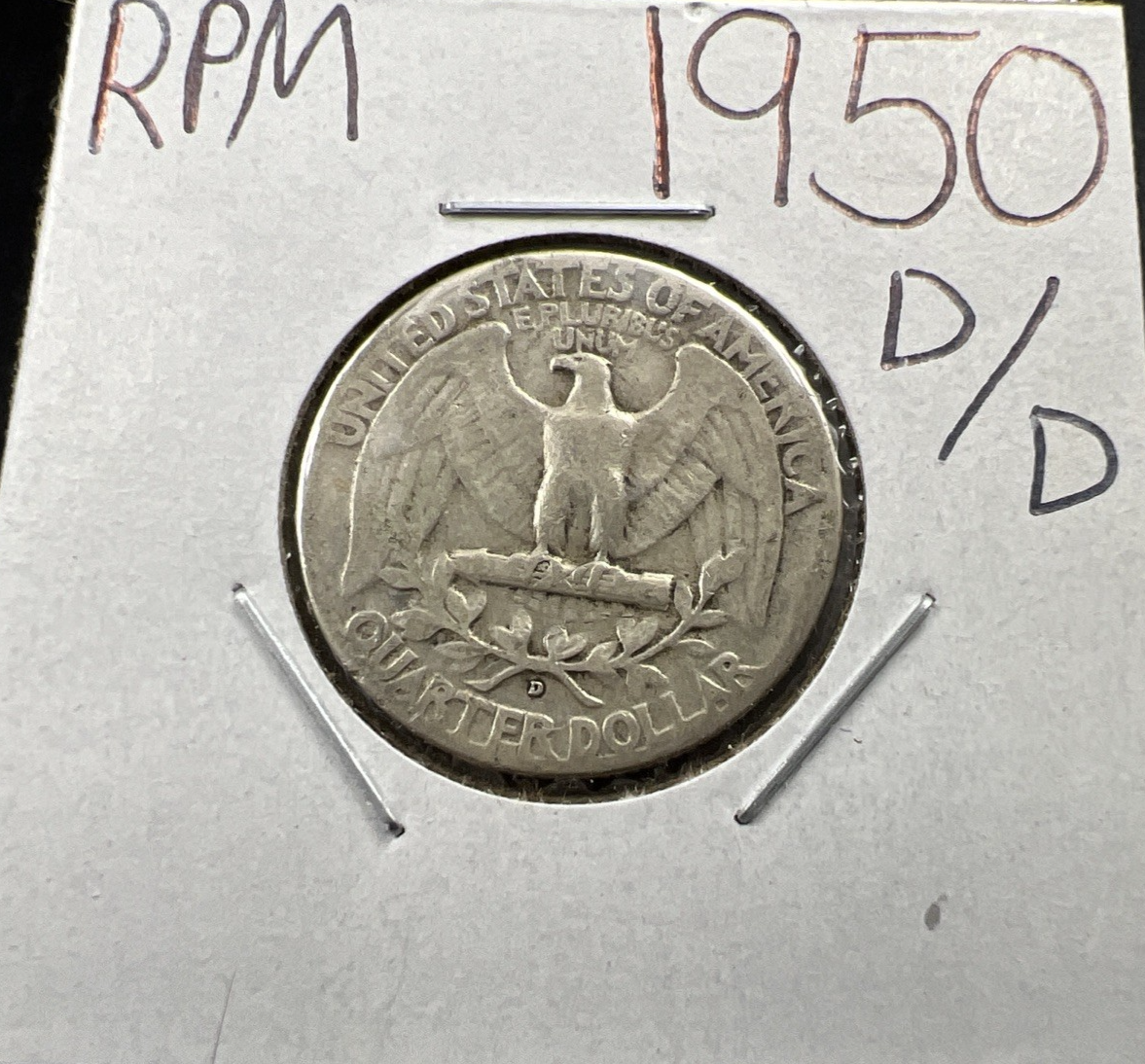 1950 D / D OMM Variety Washington Silver Quarter Very Circulated